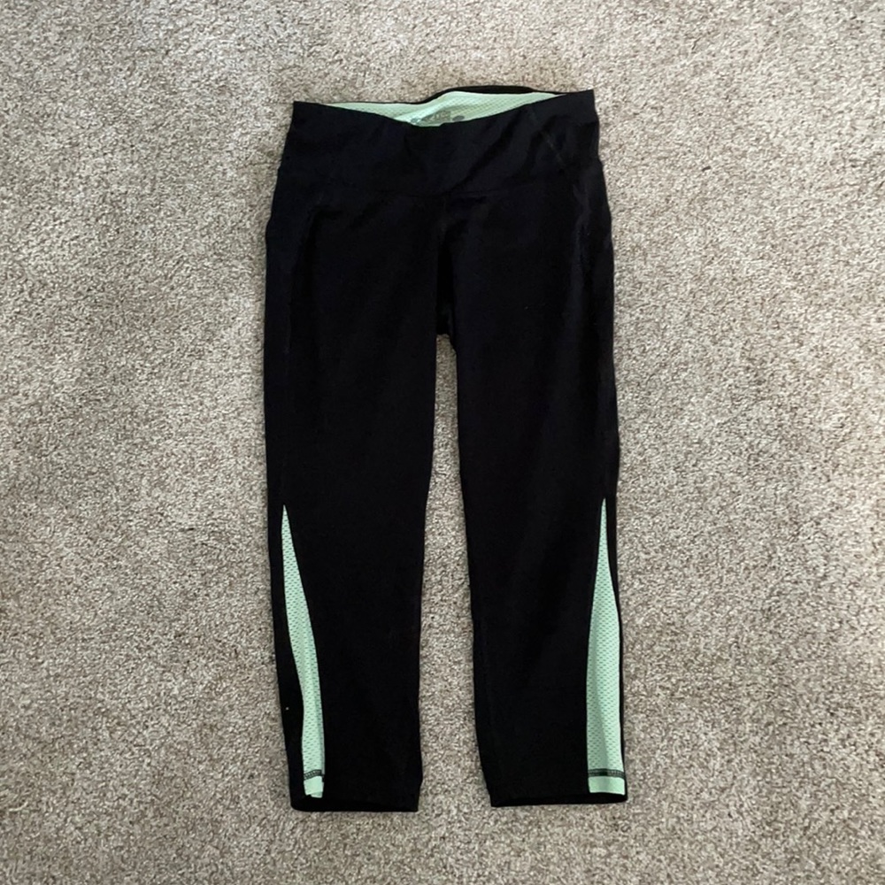 Crop leggings - Mint strip on sides